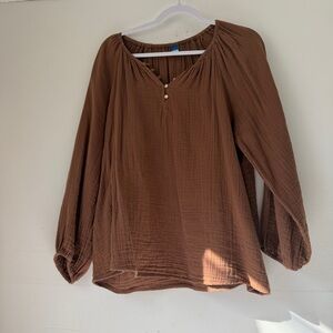 Old Navy size L Brown Peasant Top